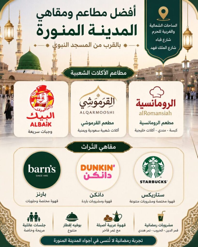 مطاعم ومقاهي حول المسجد النبوي
