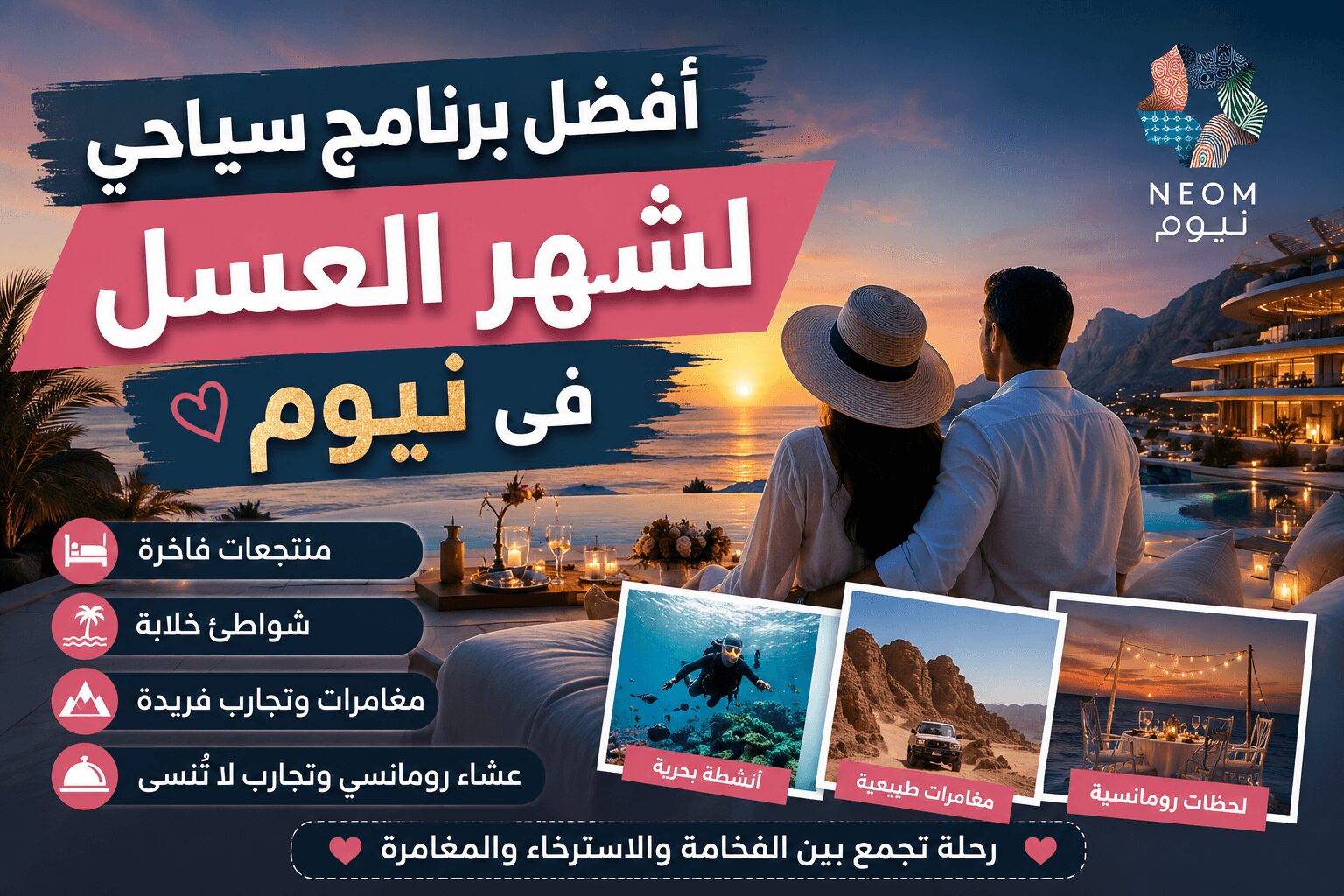 أفضل برنامج سياحي لشهر العسل في نيوم